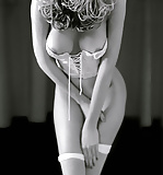 Ladies in lingerie and Stockings Black & White  6